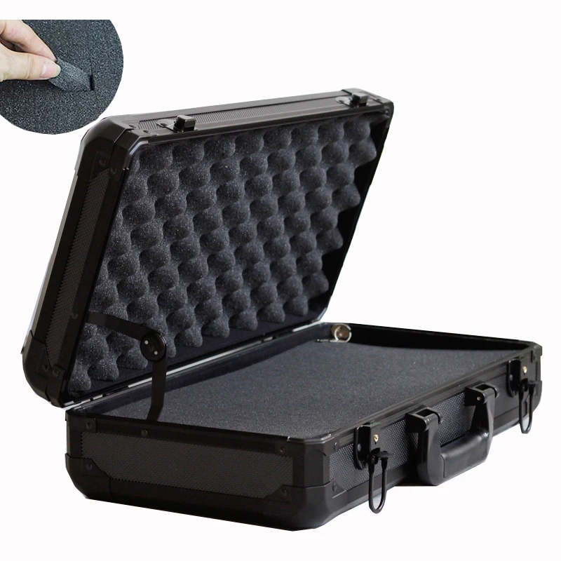 xx-Good Quality OEM /ODM Silver Hard Aluminum Tool Carrying Case Aluminum Toolbox Storage Portable Suitcase With Pre-cut Foam