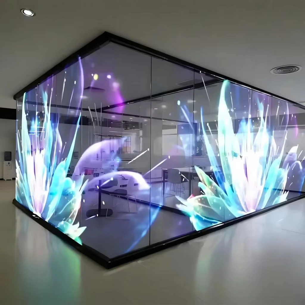 Ultra Transparent 3D Holographic LED Screen Custom Size Flexible Display For Retail Window Exhibition Booth Advertisement
