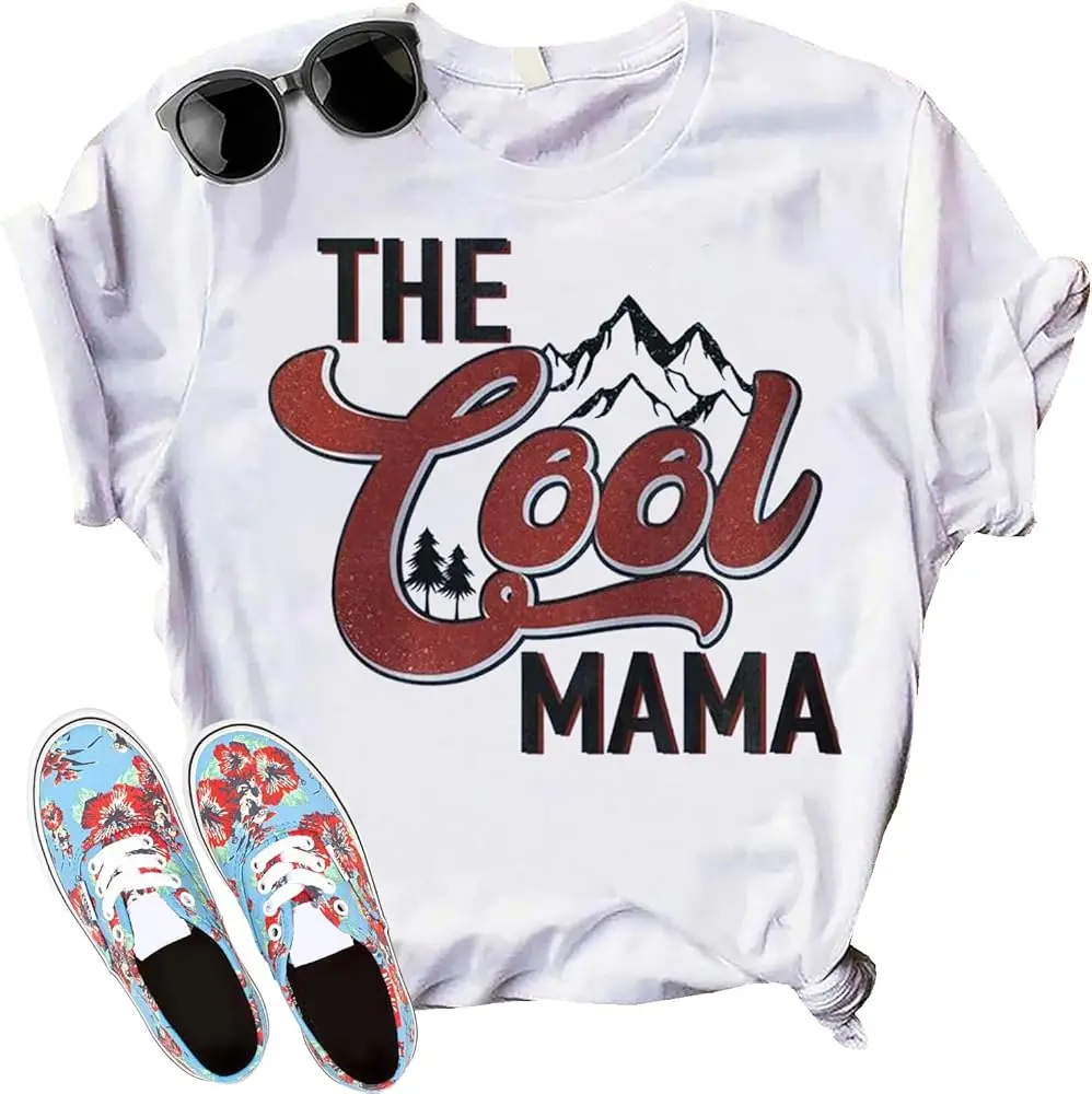 The Cool Mama T-Shirt, Mama Life Shirt, Mama Love Shirt, Mother's Day Shirt, Best Mom Shirt, Matching Mom Shirt Multicoloured