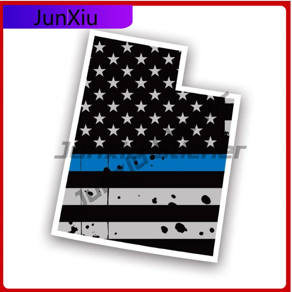 

Trendy Distressed Thin Blue Line Utah State Shaped Subdued Us Flag Sticker Uv Protected Decalspolice Law Enforcement Ut