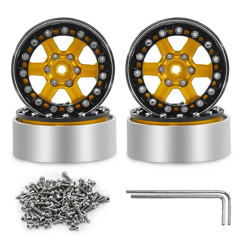 

4Pcs 1.3 inch Beadlock Aluminum Alloy Wheel Rims Hubs for Axial SCX24 1/24 TRX-4M 1/18 RC Crawler Car Upgrade Parts