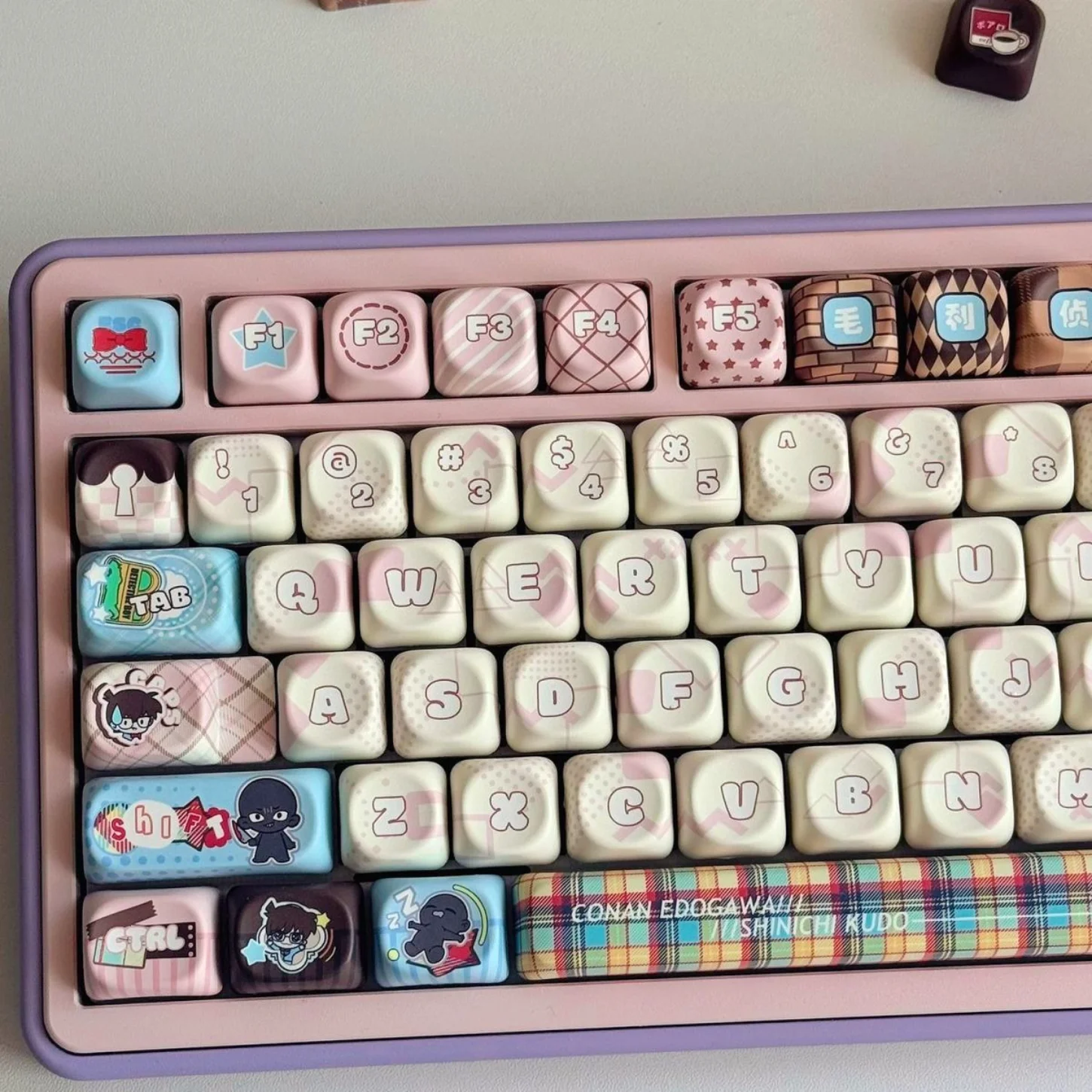 Anime, Junior Detective MOA Keycap PBT 138 Keys, Customized for 60/84/98/108 Mechanical Keyboard