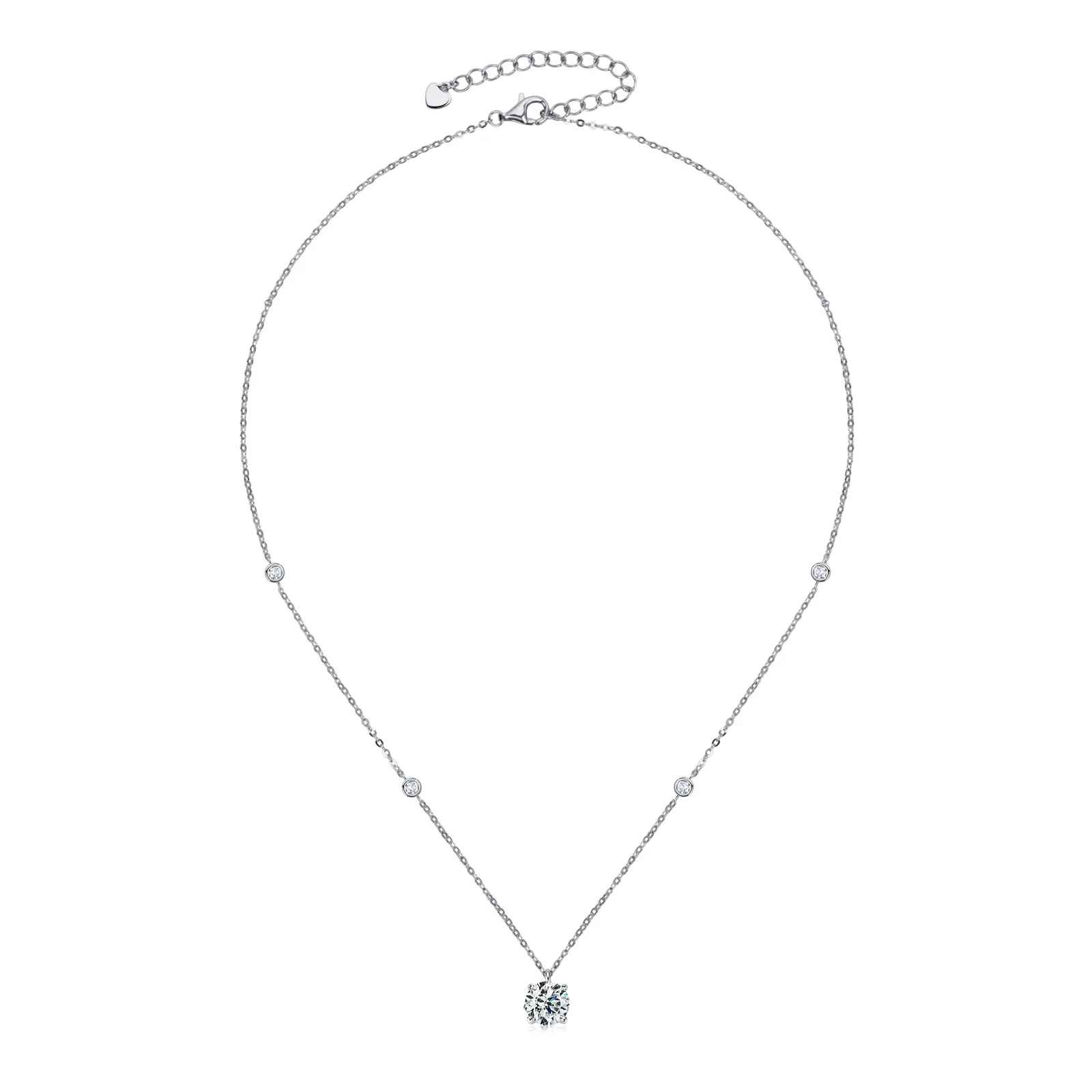 2Carat Moissanite Diamond S925 Sterling Silver Necklaces For Women D Color With GRA Certificate Can Be Detected By The Drill Pen