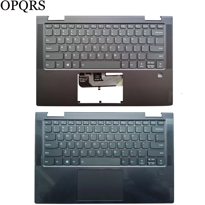 Imagem -02 - para Lenovo Yoga C74014 C740-14iml Inglês Eua Teclado do Portátil com Apoio para as Mãos Capa Superior com Furo de Impressão Digital Novo