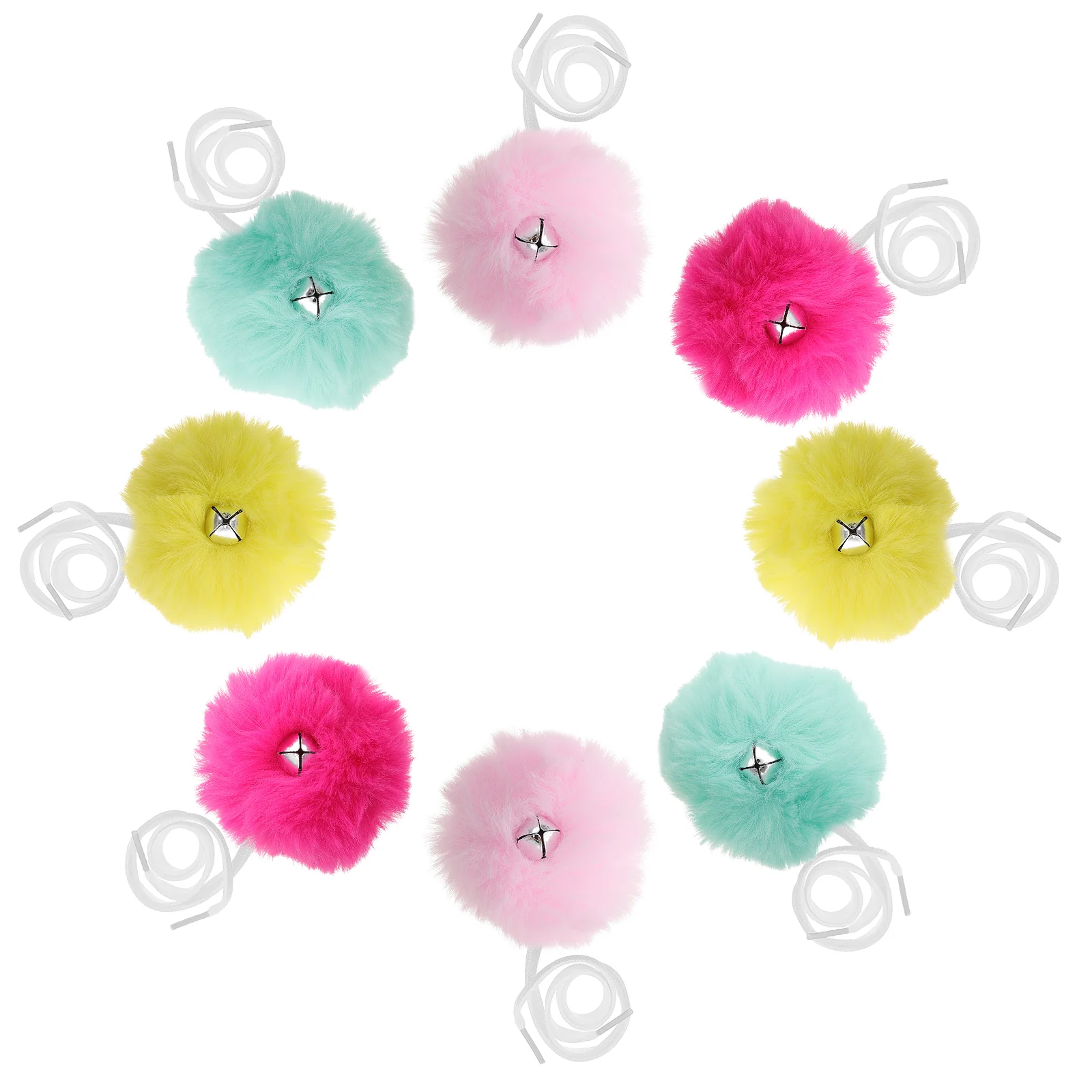 4 Pairs Skate Fur Ball Roller Skates Poms Tie-on Shoe Laces Shoelaces Balls Fluffy with Jingle Bell Decorate Shoes