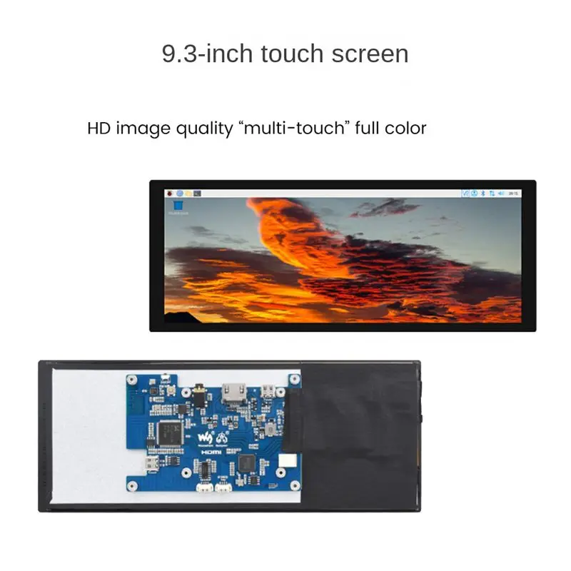 OK 9.3 Inch Long Strip Touch Screen Display for Raspberry Pi 1600X600 HDMI-Compatible LCD Game Display Monitor-US Plug