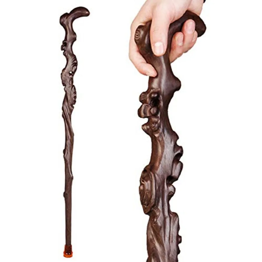 

Wood Carved Crutch, Handmade Wooden Cane for Men and Women, Fashionable Comfortable Handle Walking Sticks, Retro Cane, Exquisit