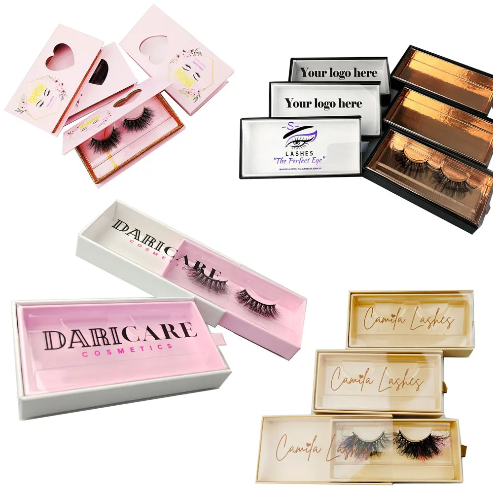 Lash Boxes Packaging Wholesale Customize Logo Eyelash Boxes Package Strips Natural Russian Lashes 5D Empty Cases Gift Box Bulk