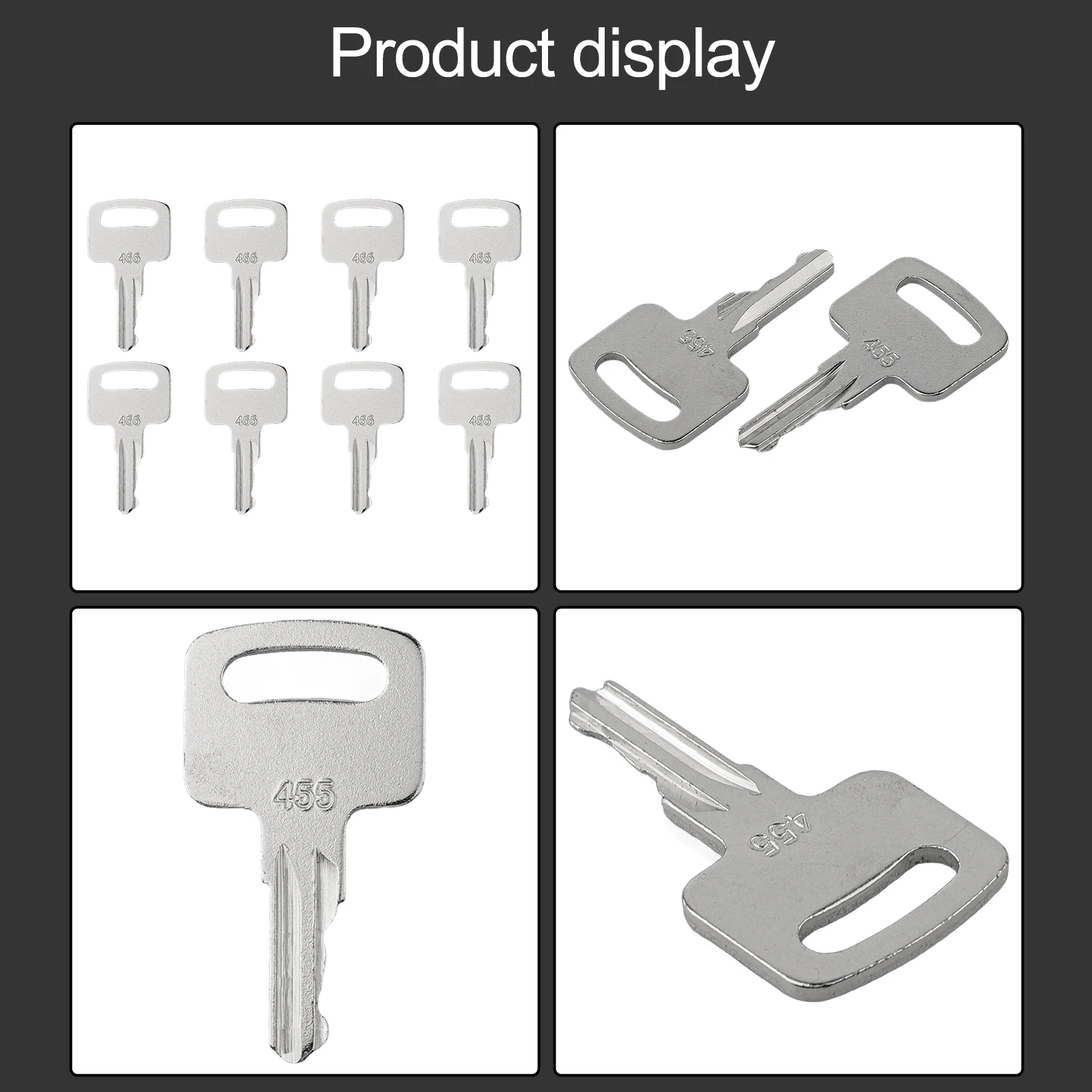 8 Pieces For Ignition Keys for Heavy Equipment Part Number 455 Compatible with Forklifts Elevators and Engineering Machinery