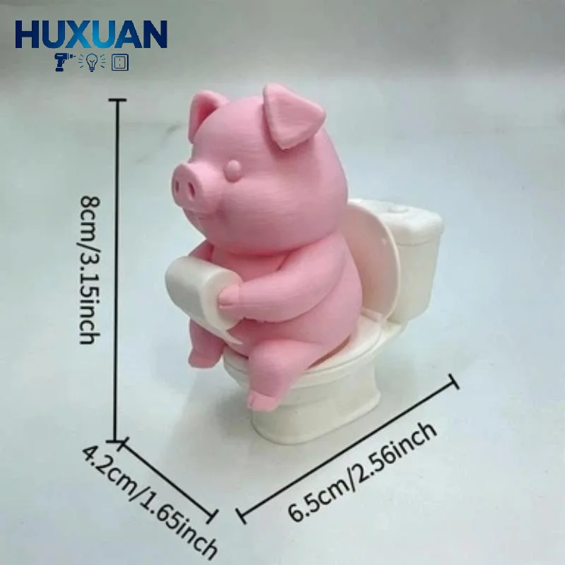 3D Printed Cute Pig Figurine Toilet Sitting Tissue Holding Design Perfect Bathroom Decor Funny Unique Gift