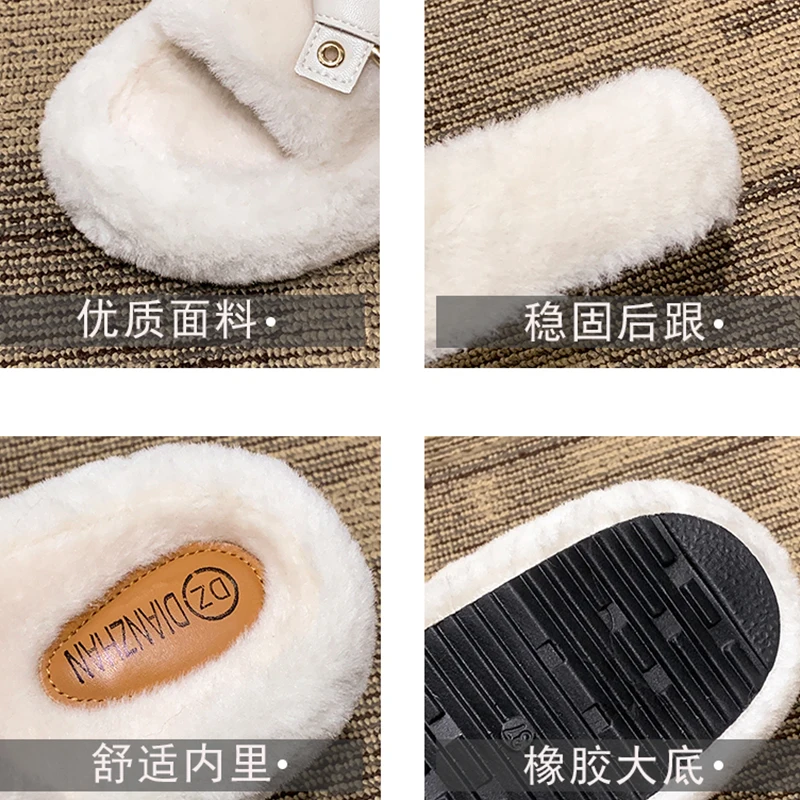 Female Shoes Slippers Casual Fur Flip Flops Slides 2024 Luxury Flat Plush Massage Fashion Fur Shoes Ladies' Slippers Luxury Slid