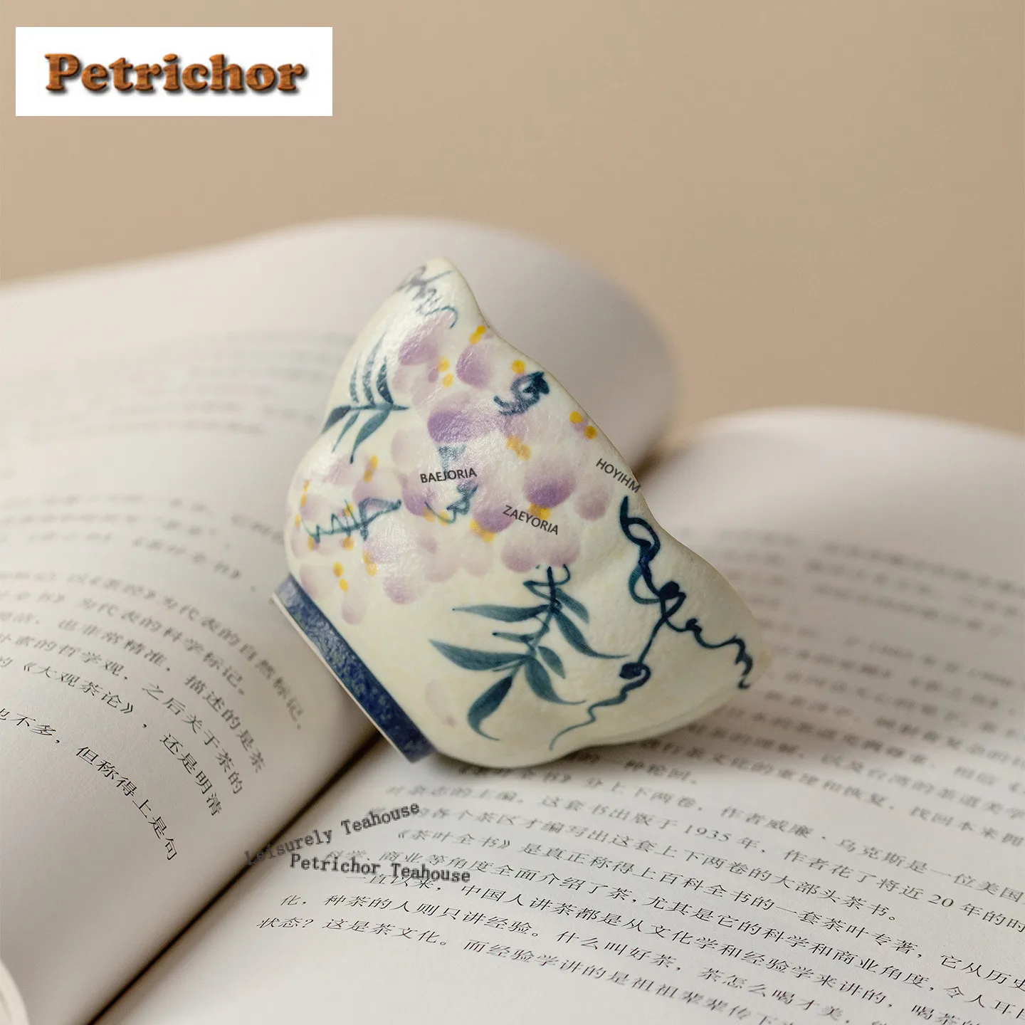 

100ml Hand-painted Wisteria Flower Teacup Aesthetic Tea Bowl Tea Pair Tea-tasting Meditation Cup Chazhan Master Cups Cafes Craft
