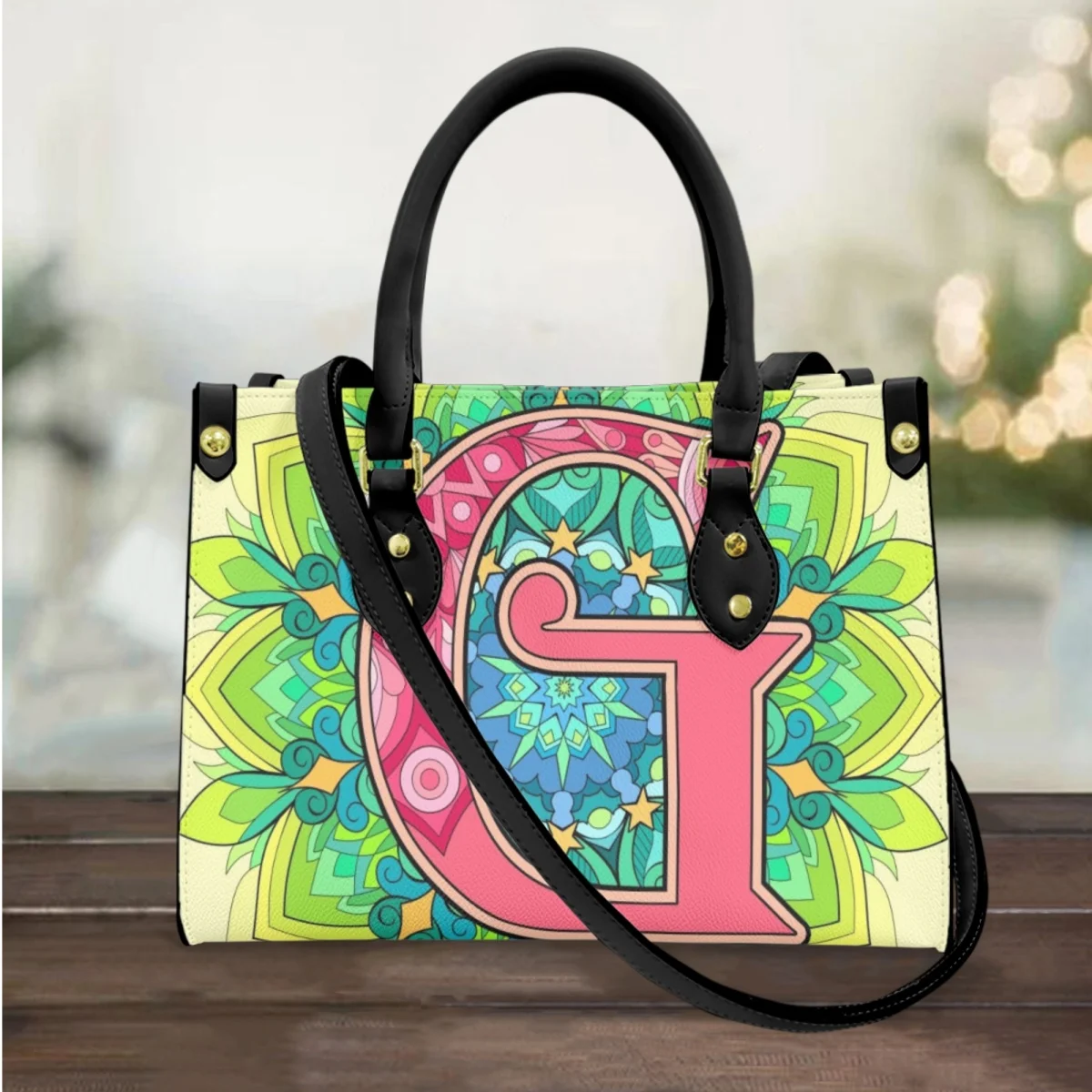 

FORUDESIGNS Women's Handbags Fashion Painting Capital Letters Designs Tote Bags Female Leather Hand Bags Creative High Street