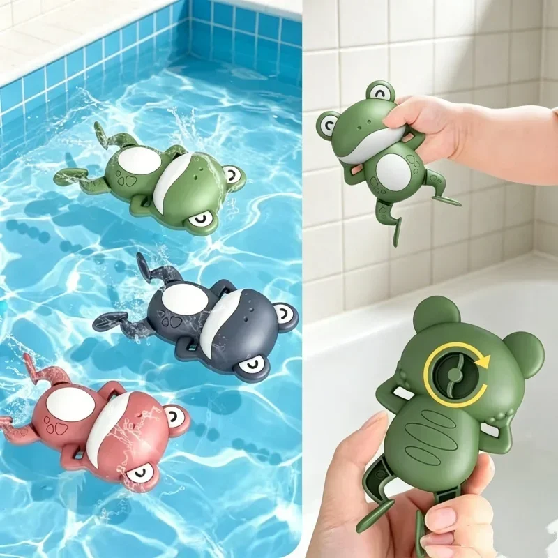 3 Pcs Wind Up Frog Clockwork Swimming Accessory Portable Bath Play Gear For Bathtub Pool Water Play Daily Entertainment Scene