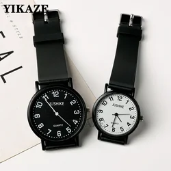 Basit siyah beyaz kuvars saatler kadın Minimalist tasarım silikon kayış kol büyük arama kadın moda yaratıcı izle hediye