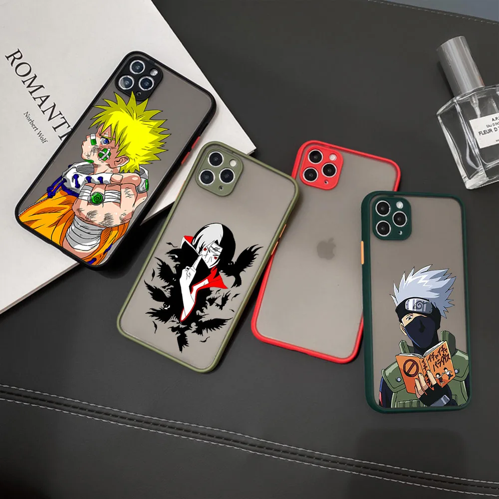 Phone Cases For iPhone 16 15 11 12 13 14 Pro Max X XR 7 8 Plus SE XS Mini Anime N-Narutos Kakashis Skin feel Translucent Cover