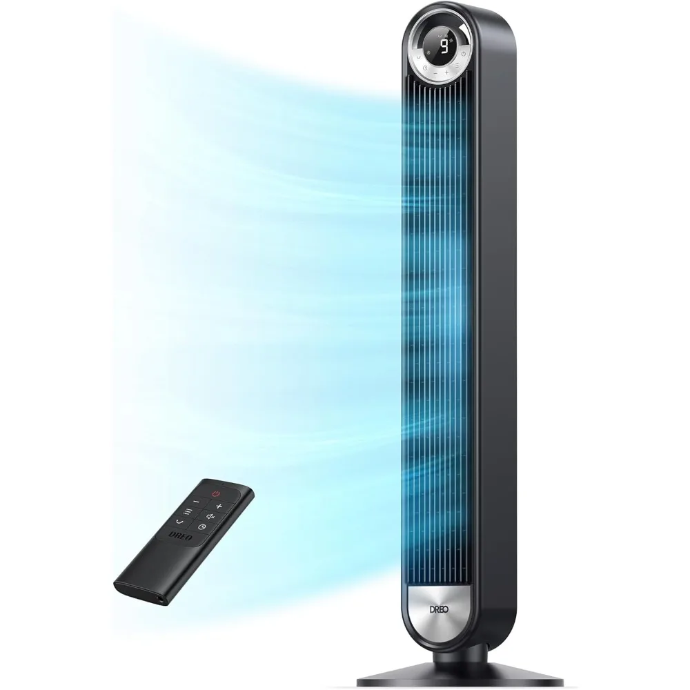 

Tower Fan for Bedroom, Upgrated DC 9 Speeds Utral-Quiet Floor Fan, 90° Oscillating Fans for Indoors with 26ft/s Velocity, 12H