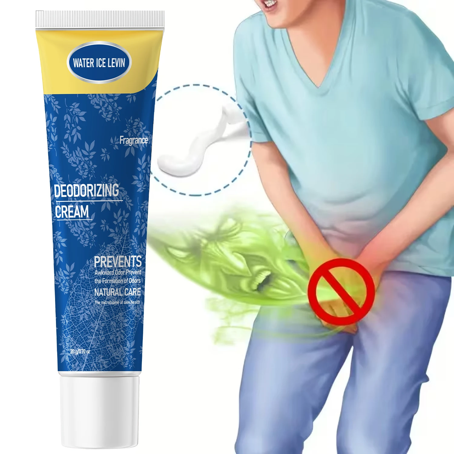 Water Ice Levin Deodorizing Cream. Provides Natural Odor Prevention, Long-Lasting Fragrant Care. Easy No-Wash Use Anywhere.20g
