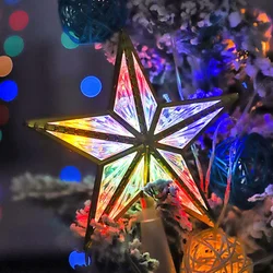 1Pc Christmas Tree Top Star Light Xmas Tree Decoration LED Glowing Five-pointed Star Lamp Ornament Home Xmas Party Supplies