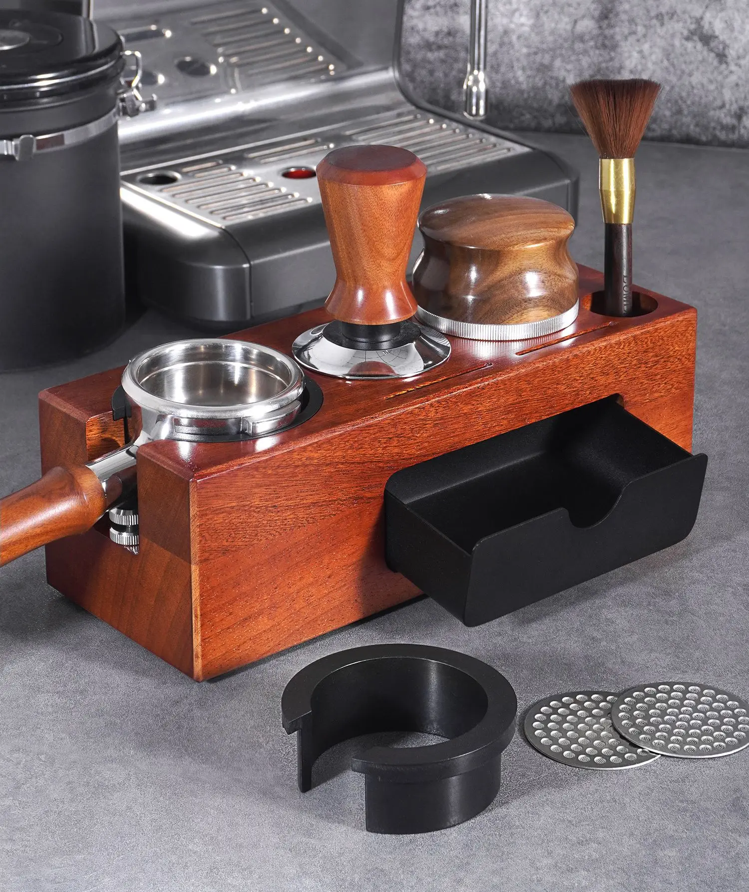 

Coffee Tamper Station 51/58mm Universal Tamper Coffee Distributor Multi Functional Storage Base Handle Coffee Utensils