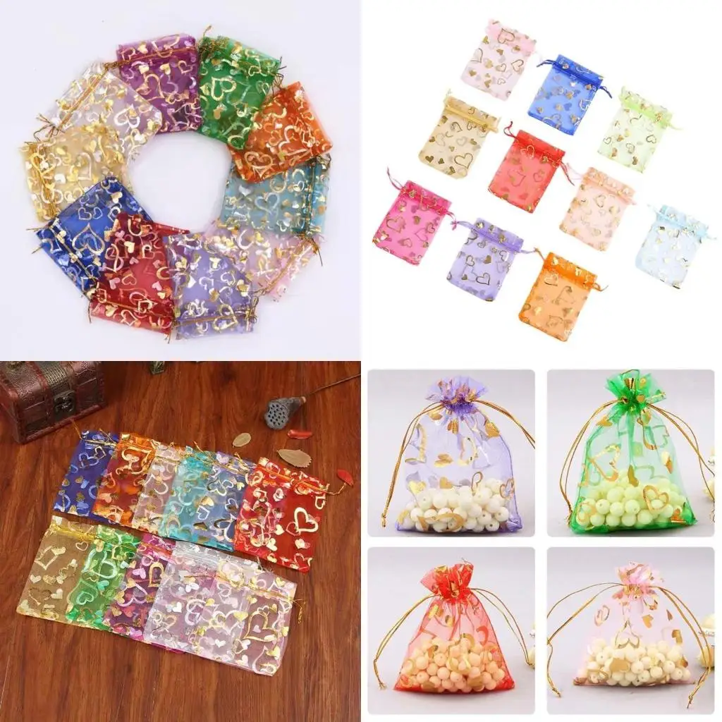 

J78F Набор из 100 подарочных пакетов для вечеринок и свадеб. Элегантные мешочки на шнурке. Решение для упаковки ювелирных