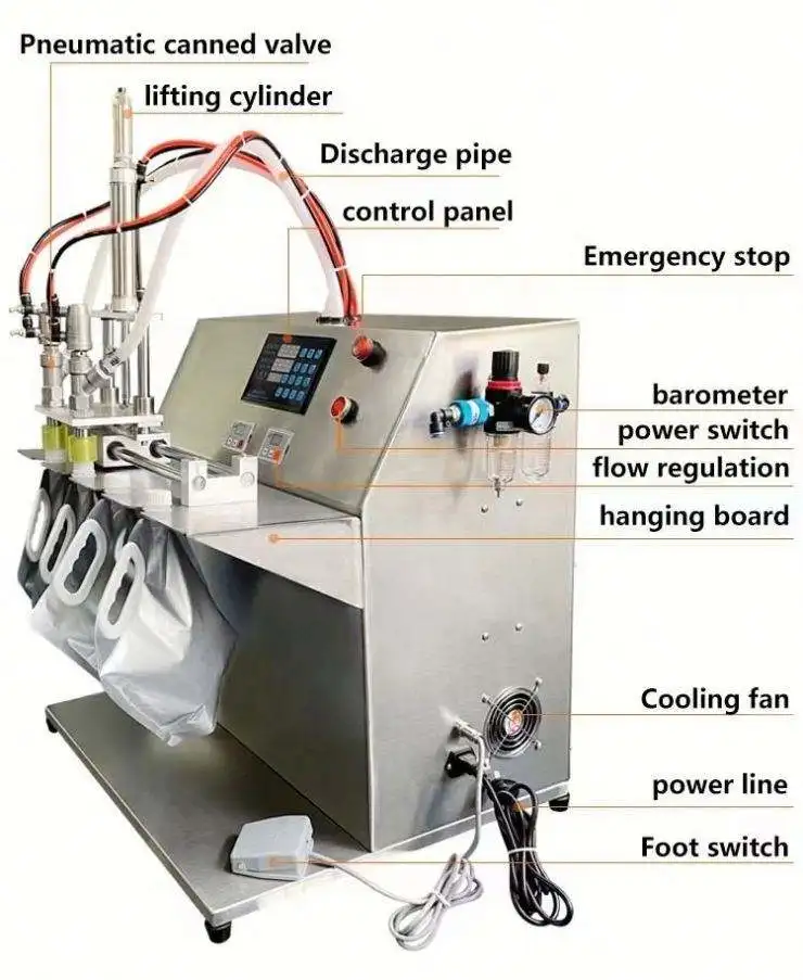 Semi-auto Double Nozzles Laundry Detergent Dishwasher Liquid Spout Pouch Bag Filling Machine 5L Stand up Bag Filling Machine