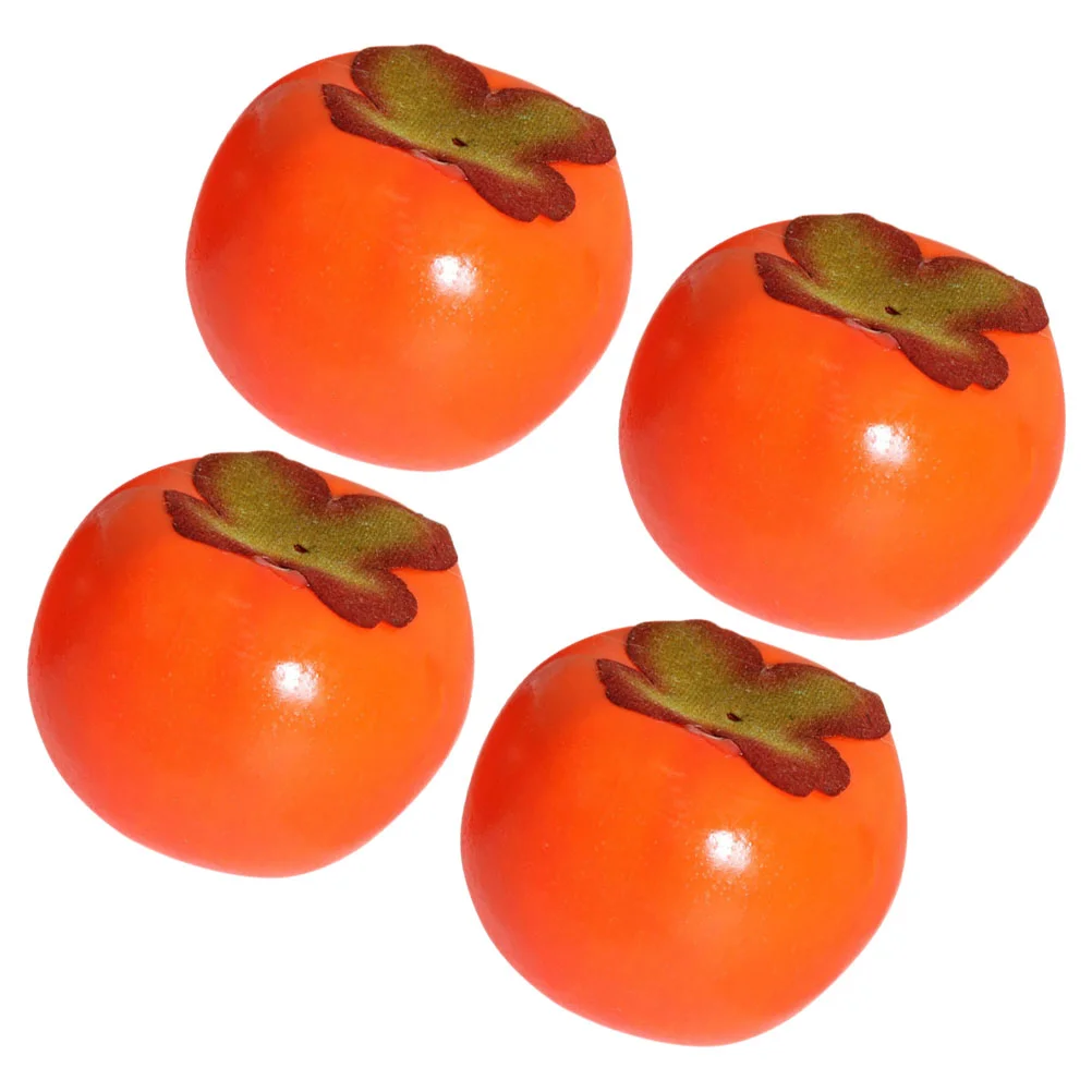 4 Pcs Simulation Persimmon Fruit Model Prop Toys Artificial Desktop Fake Decor Foam Imitation Ornaments Display Models