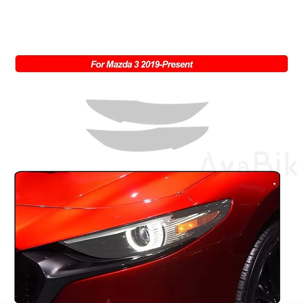 

PPF 2 Pcs Car Headlight Protective Film Headlamp Restoration Transparent Black TPU Sticker for Mazda 3 BP 2019 2020- Accessories