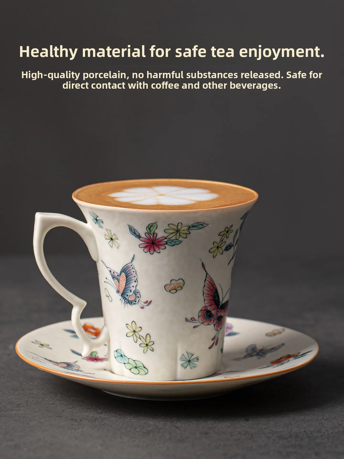 

Retro Hand-Painted Flower Coffee Cup Plate New 2025 Ladies High Aesthetic Value Mark Cup Fine Afternoon Tea Cup