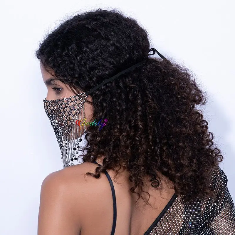 Strass scintillants femmes masque facial cristal maille gland mascarade masque métal prune Bossom Halloween Rave fête d'anniversaire bal Bar