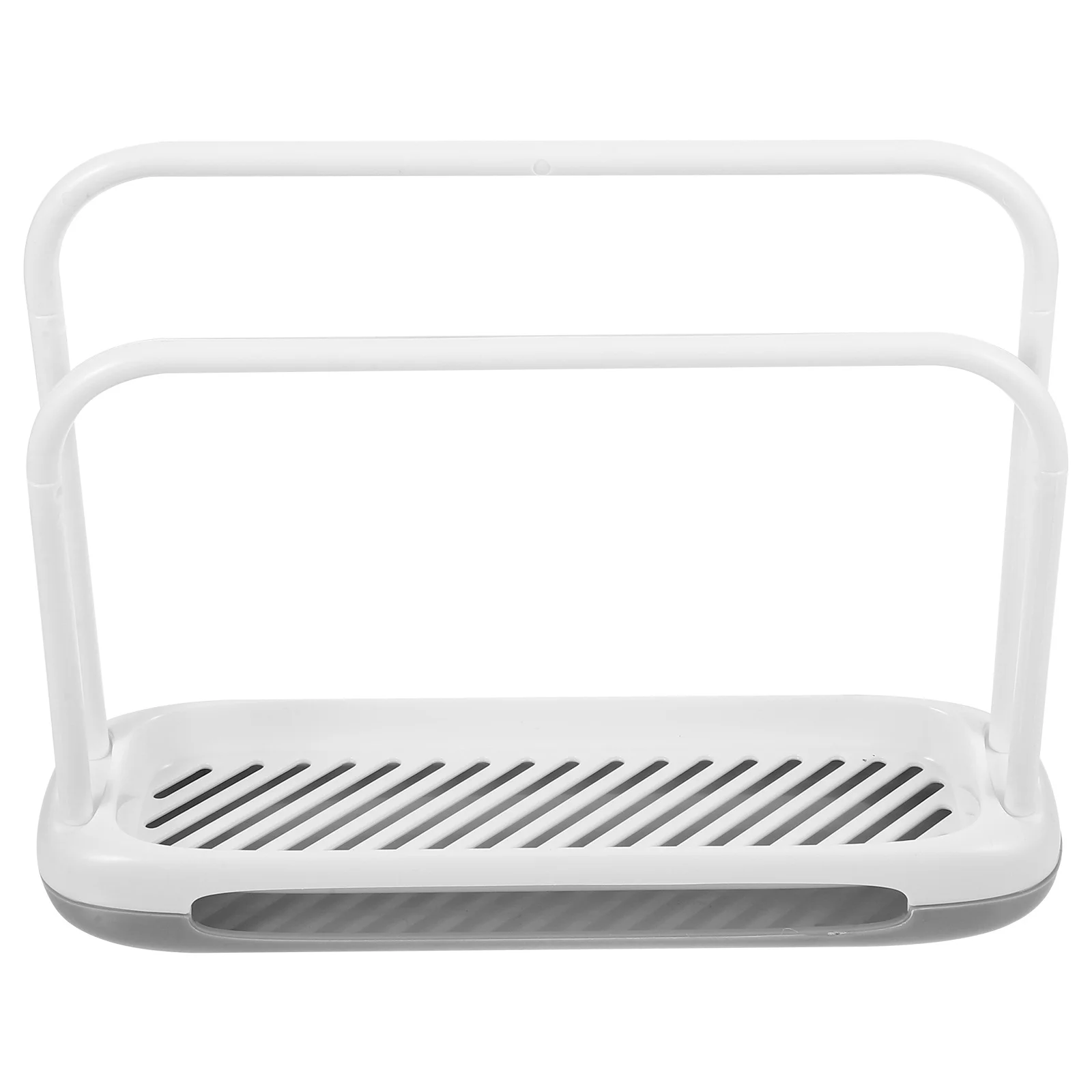 

Towel Storage Rack With Double Rods Soap Slot U-Shaped Drain Spout Stand For Kitchen Sink Drying Rack Dishcloths Sponges