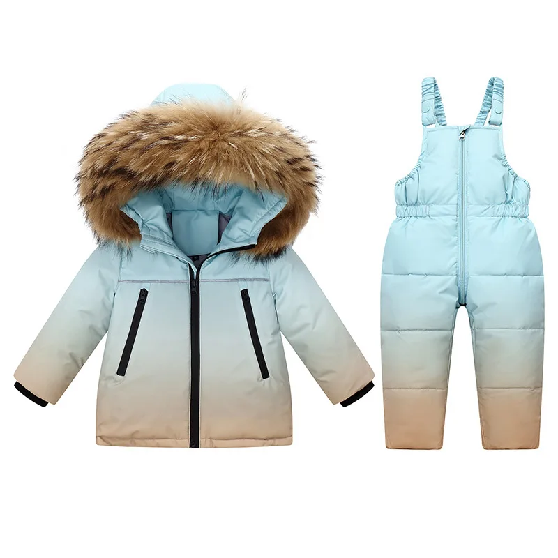 2026 Winter Children's Down Jacket Set Overalls Thickened Warm Boys and Girls 1-5 Years Old Down Set Two-piece Outerwear