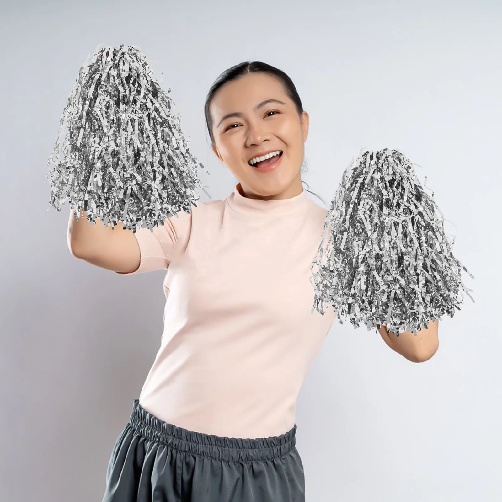 

10Pcs Cheerleading Pom Poms Compact Grip Sports Dance Festival Cheerleader Performance Props Pom Poms for Sports