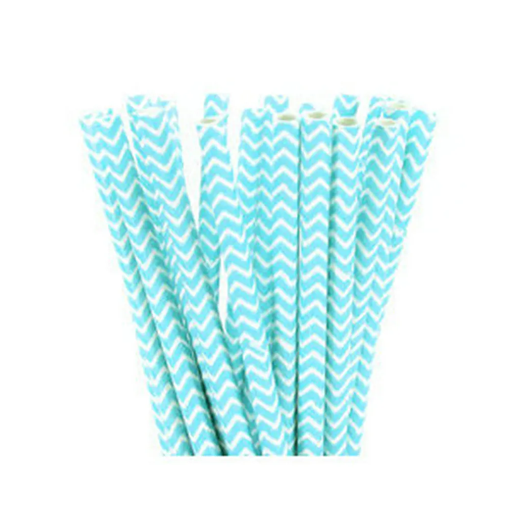 25pcs/lot Light Blue Drinking Paper Straws For Kids Birthday Wedding Decorative Party Straws Event Anniversary Cake Decor