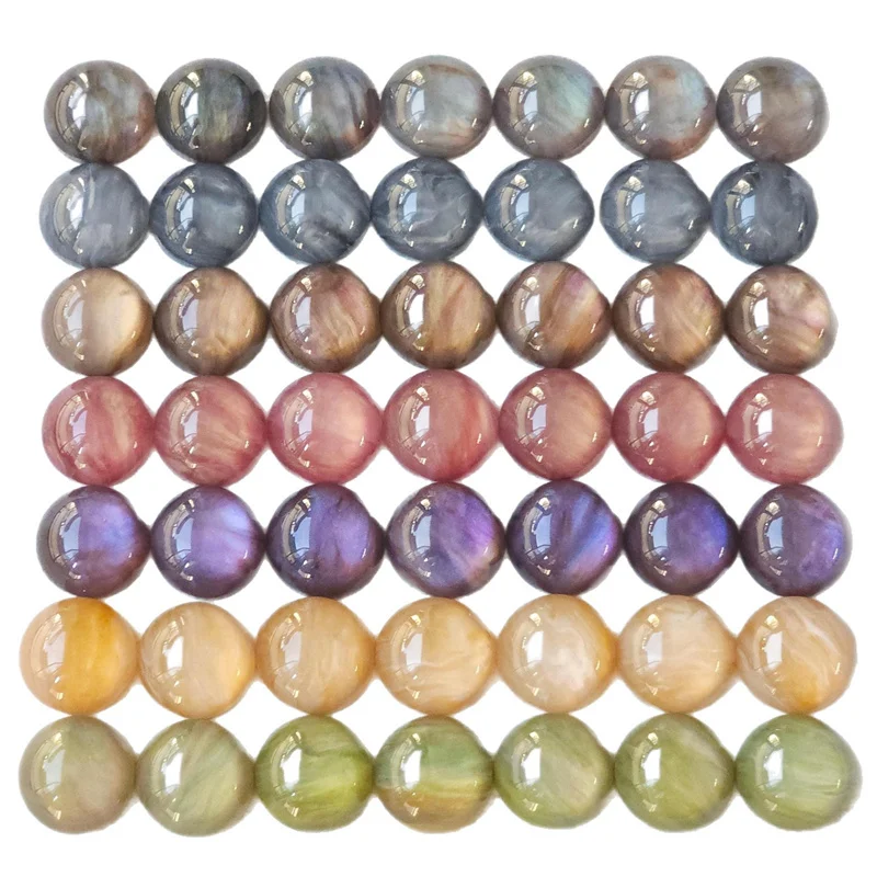 New arrived 100pcs/lot 18mm color pattern print geometry rounds shape resin cabochon beads diy jewelry garment hair accessory