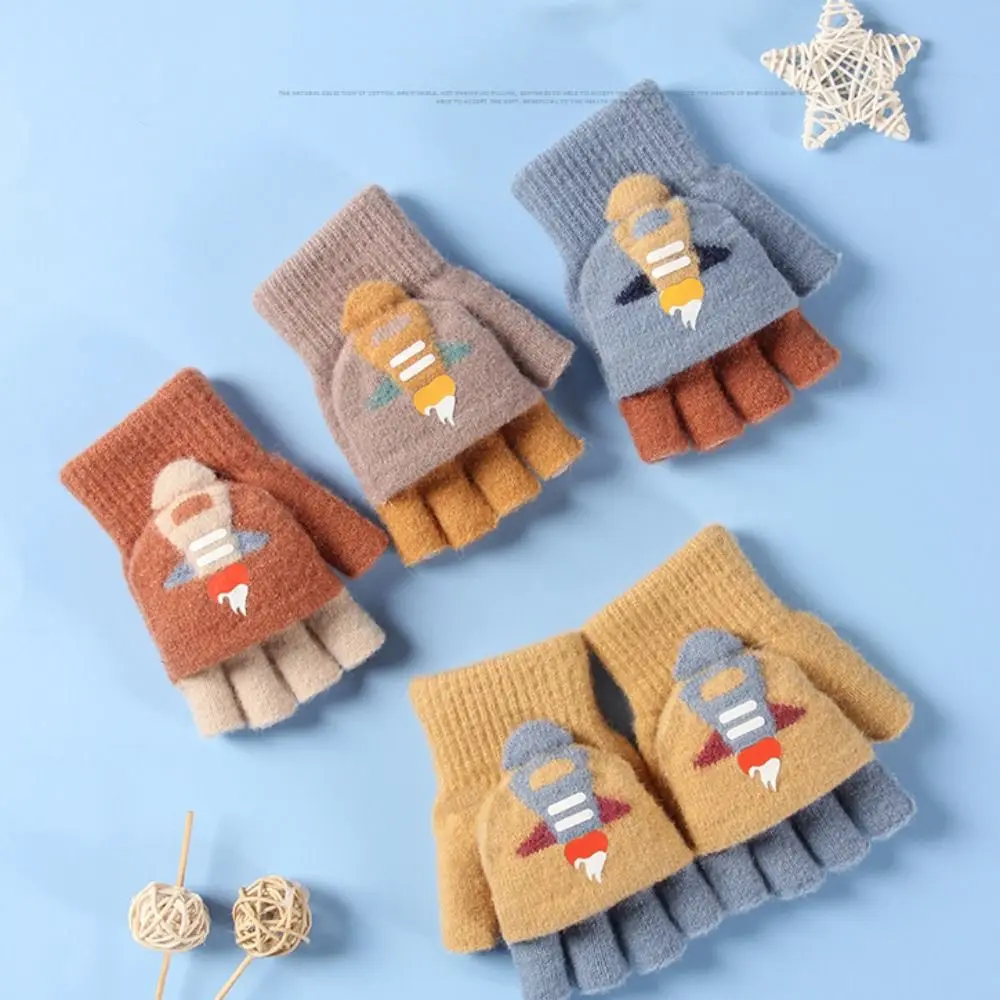 

Breathable Fashion Keep Warm Nylon Windproof Cute Thick Mittens Flip Cover Gloves Children's Gloves Half Finger Gloves
