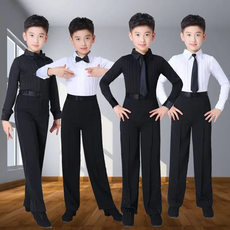 ballroom boy Latin dancing tango desigual competition suit children\'s professional dance wear boy salsa shirt + pants