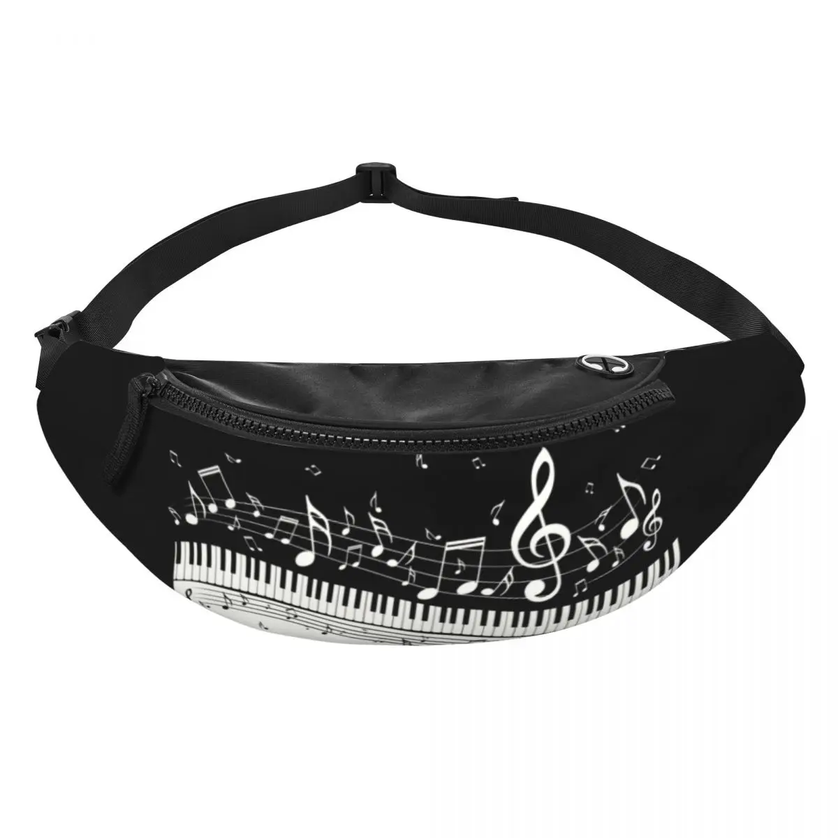 Mode Piano En Muziek Notities Fanny Pack Mannen Vrouwen Custom Crossbody Heuptas Voor Lopende Telefoon Geld Pouch