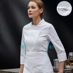 Restaurant Woman Chef Jacket Hotel Female Kitchen Uniform Catering Cooking Coat Long Sleeve Bakery Breathable Working Clothes