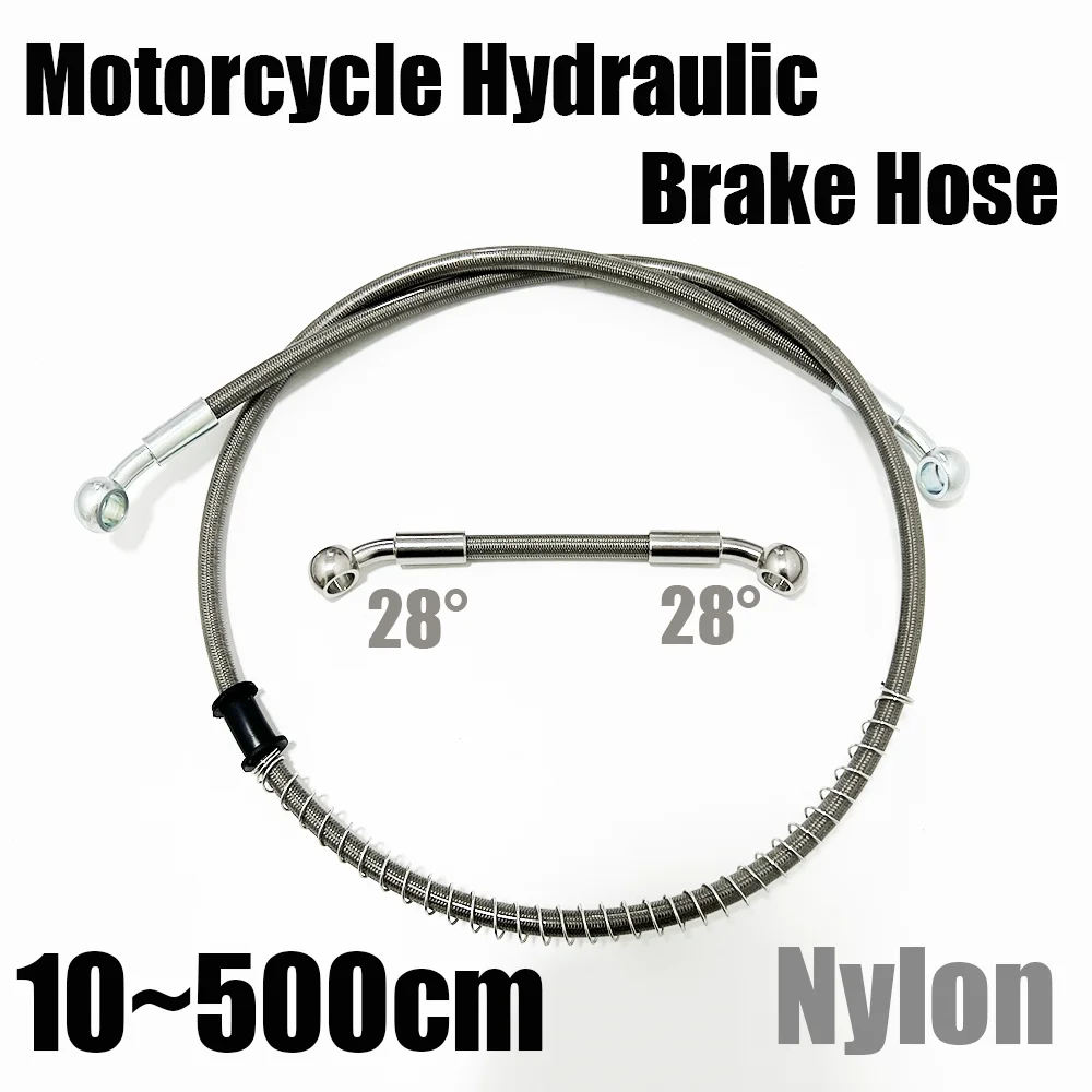 10~500cm silvery Nylon Motorcycle DirtBicycle Specific Multi angle HighTemperature Resistant Brake Oilpipe braided Hose FuelPipe