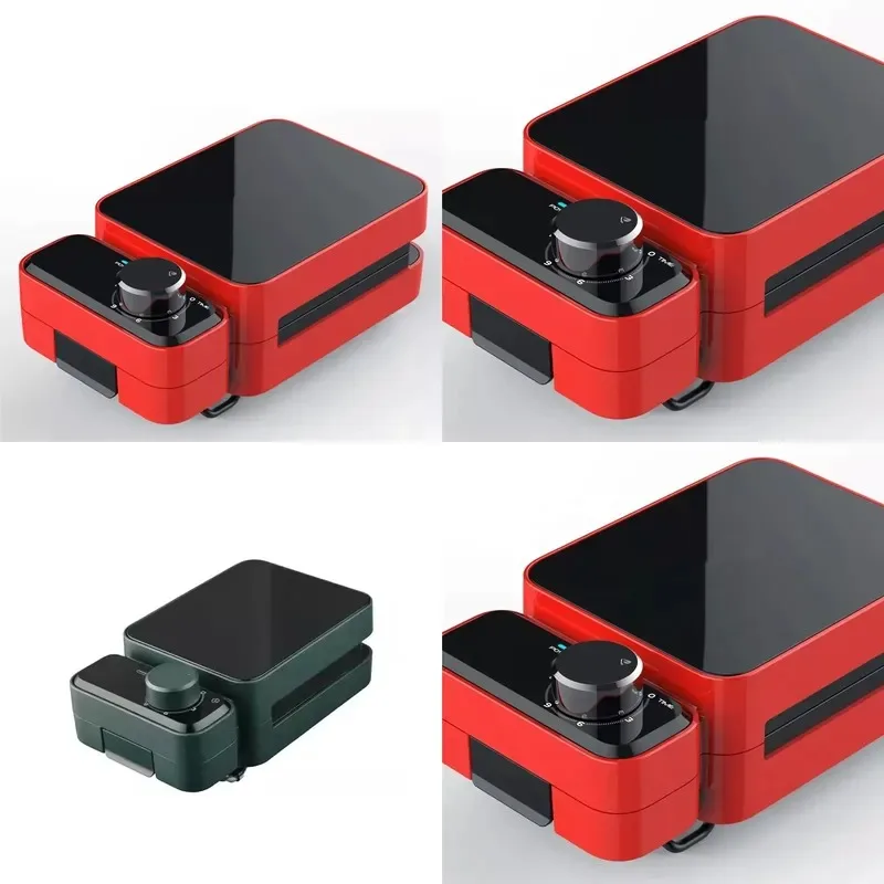Electric breakfast maker with interchangeable grill/waffle/sandwich