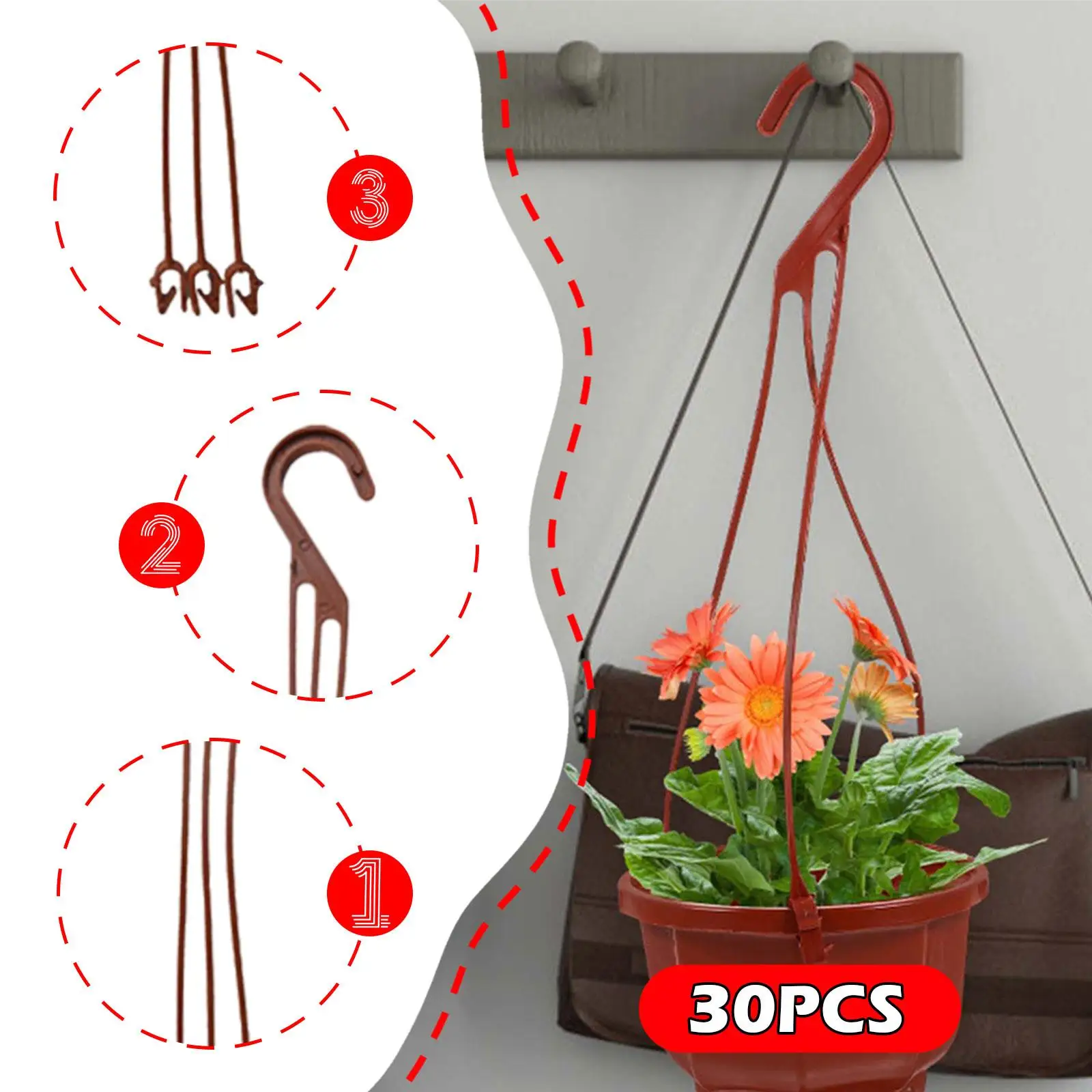 Garden Planter Hanging Hooks Space Saving Flower Pot Holder Stand for Balcony Planters Indoor Outdoor Plant Display