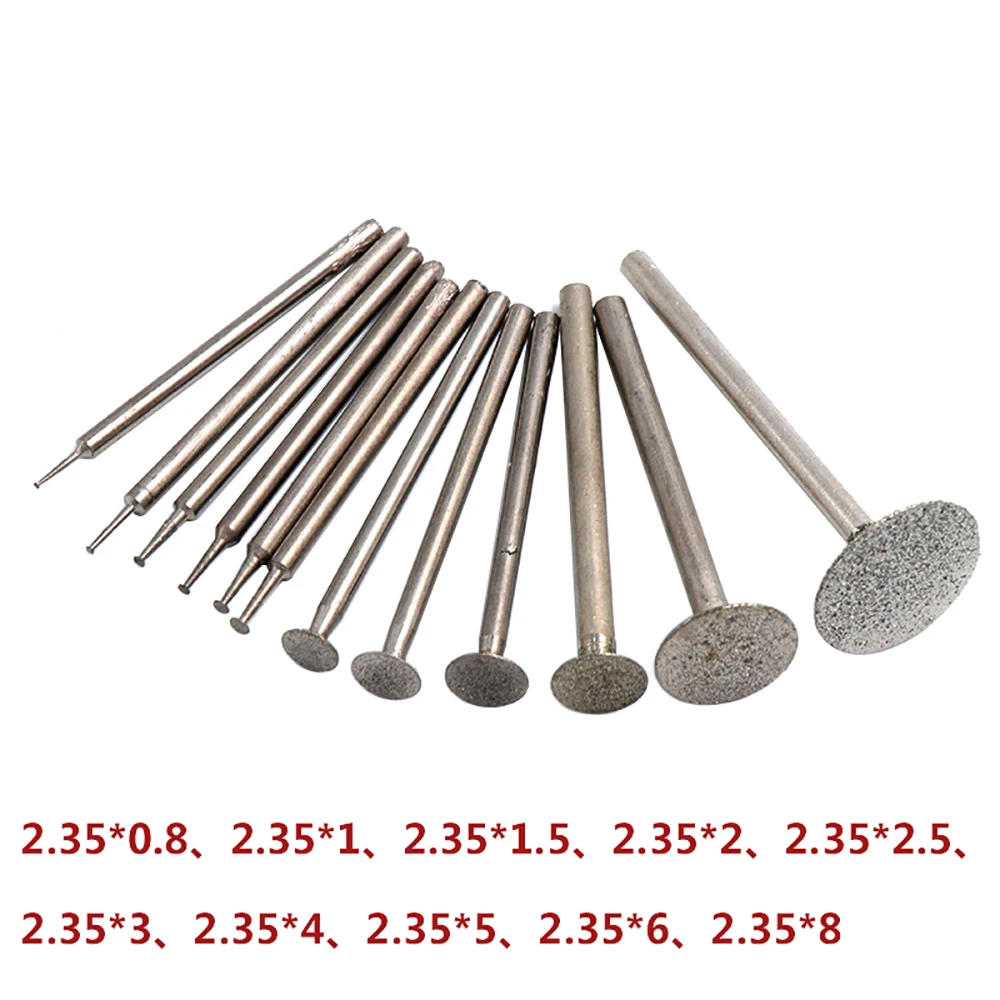 Diamond Grinding Burr 2.35/3mm Shank Needle Point Engraving Carving Polishing Jade Stone Drill Bit for Dremel Rotary