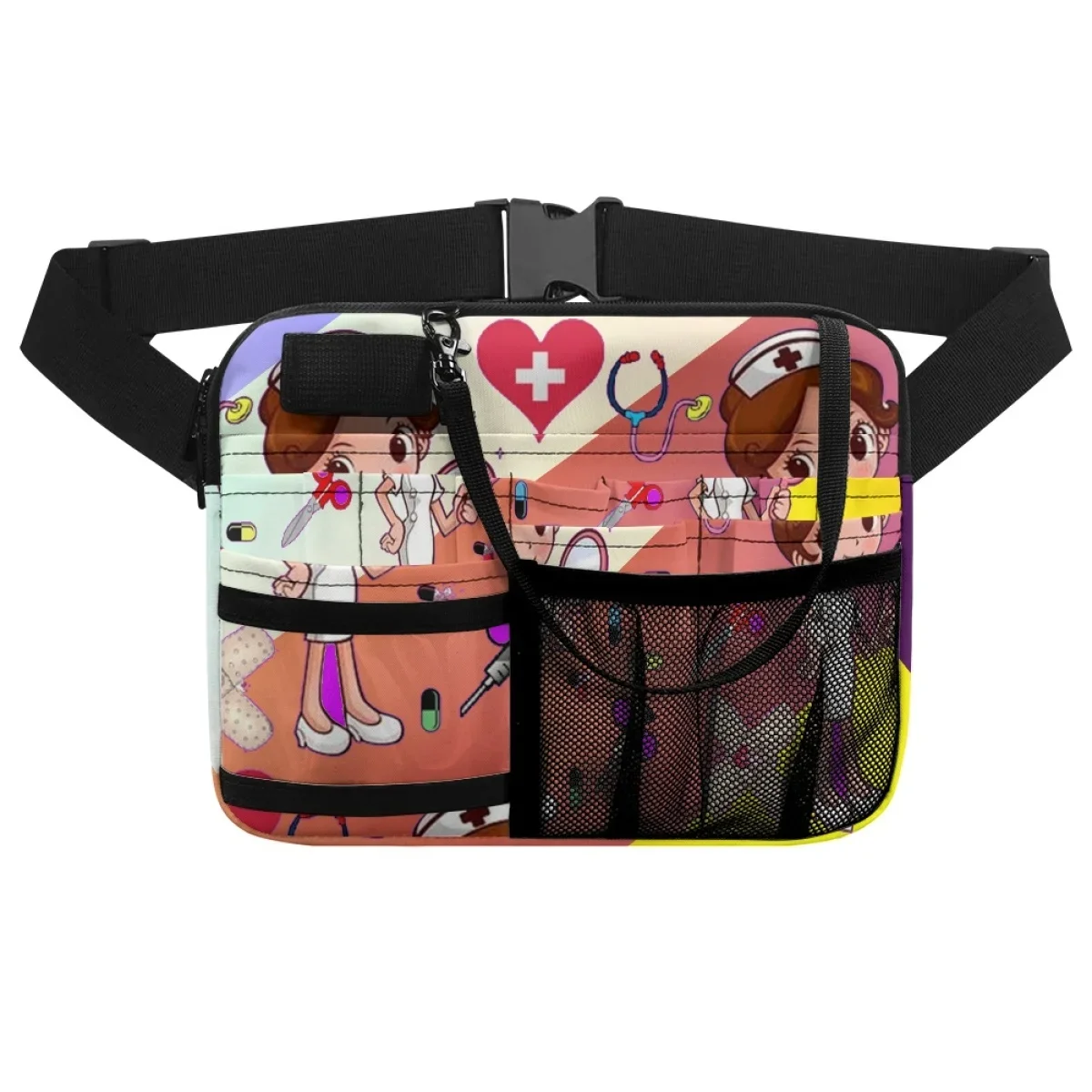 Multi compartimento Fanny Pack para mulheres, organizador do cinto de enfermagem, saco de cintura, bolsa de ferramentas para estetoscópios, tesoura de bandagem, novo