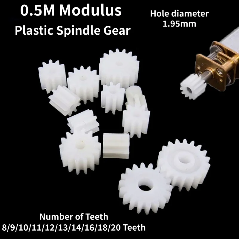 100pcs 0.5M Modulus Small Motor Plastic Gear 8/9/10/11/12/13/14/15/16/18/20 Teeth 2mm Shaft Toy RC Car Transmission Gear
