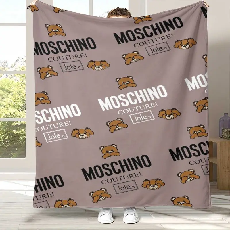 Fashion M-Moschino Cartoon Bear Flannel Throw Blanket,Cozy Warm Blanket for Bed,Sofa,Living Room,Picnic,Camping,Home Decor,Gift