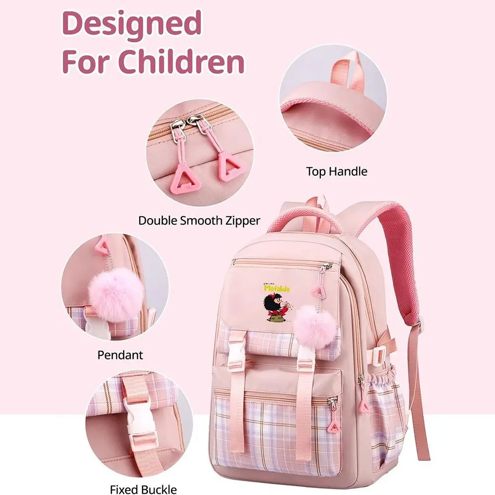 Print Backpack with Cartoon Character, School Bag for Girls, Travel Rucksack with Adjustable Straps