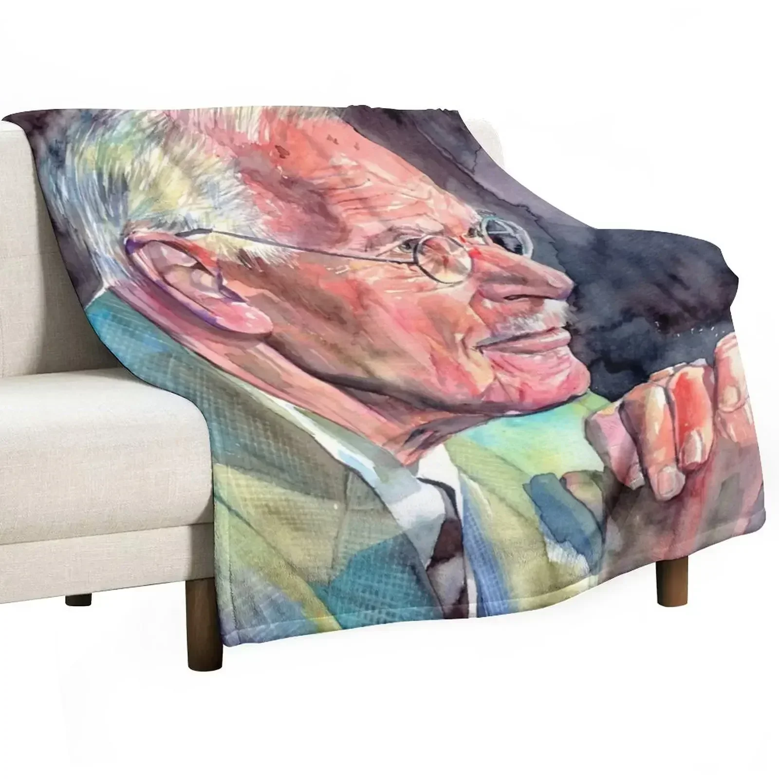 Carl Gustav Jung Portrait Throw Blanket Cute Plaid Bed Blankets