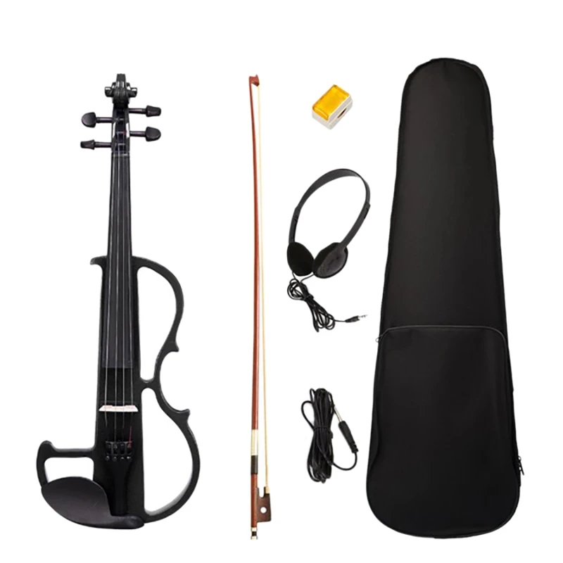 Beginner 4/4 Electric Violin Ebony Silent Violin Electric Violin Introductory Set