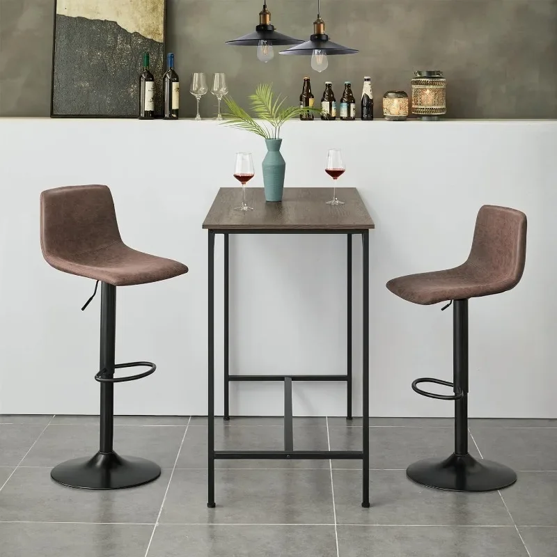 BarStools Modern Design Bar Stools Urban Industrial Faux Leather Armless Chair Adjustable Height and 360° Rotation